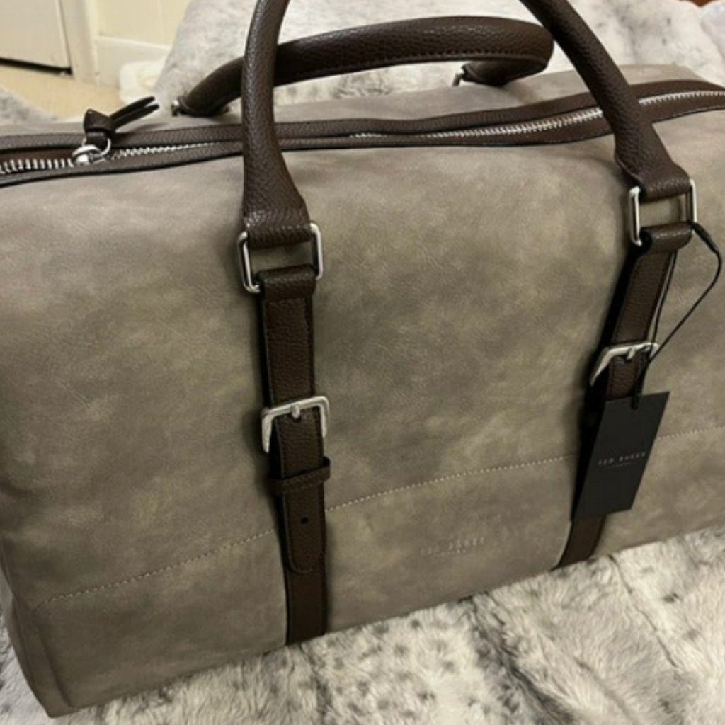 Ted Baker While Textured Faux Leather Briefcase In Stone Msrp$289 Great Reviews